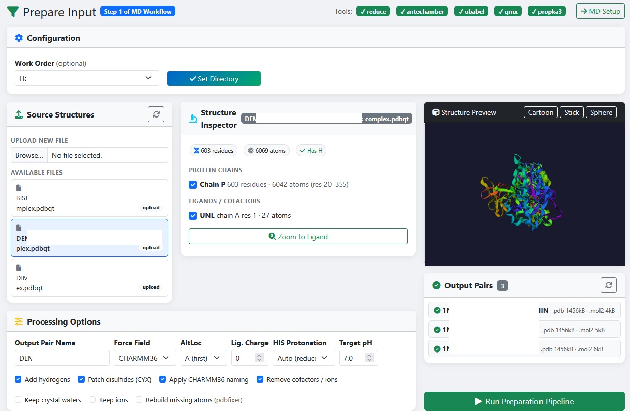 Prepare Input &mdash; Structure Inspector & 3D Preview