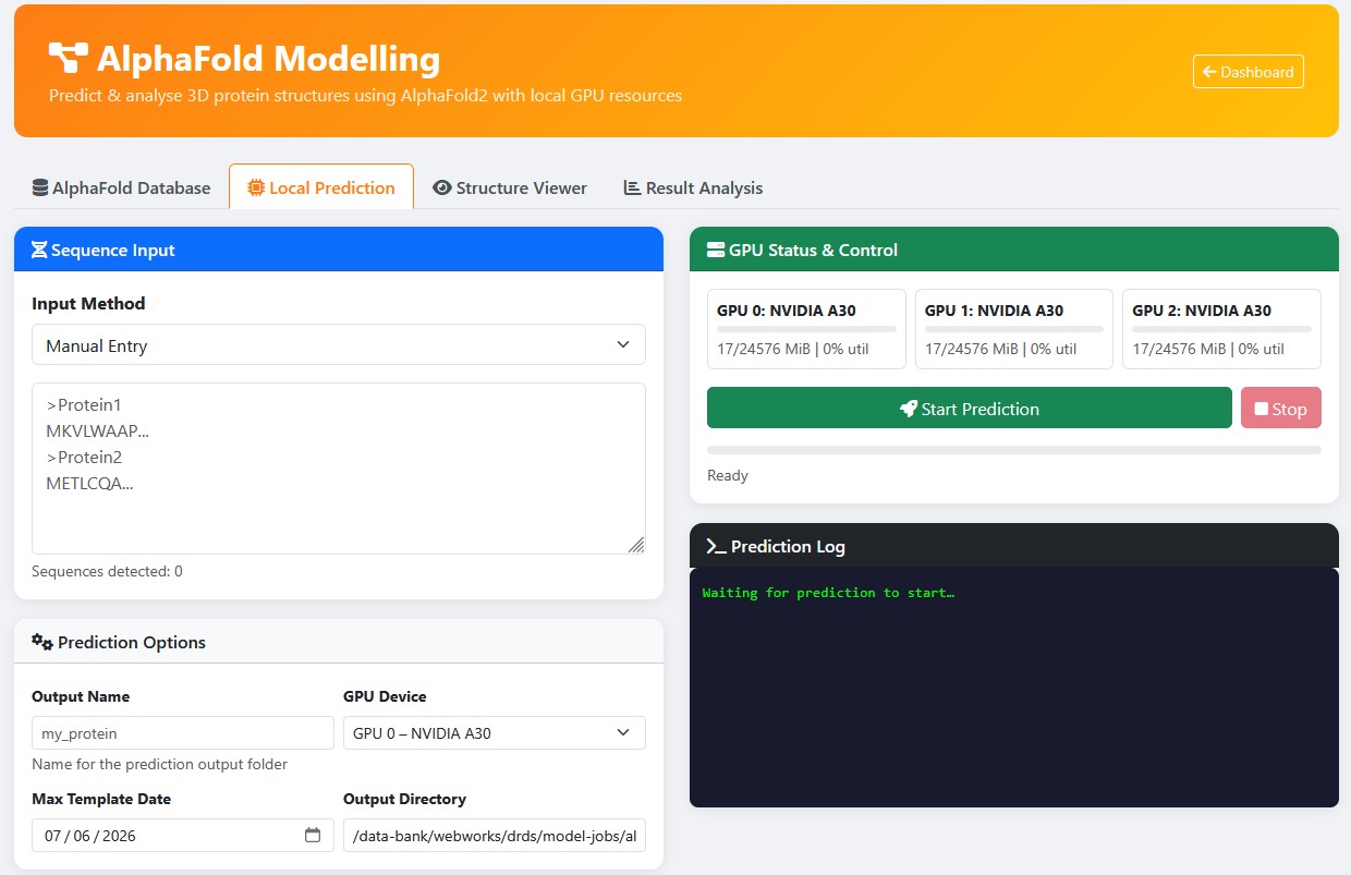 AlphaFold Modelling &mdash; Local Prediction with GPU Status